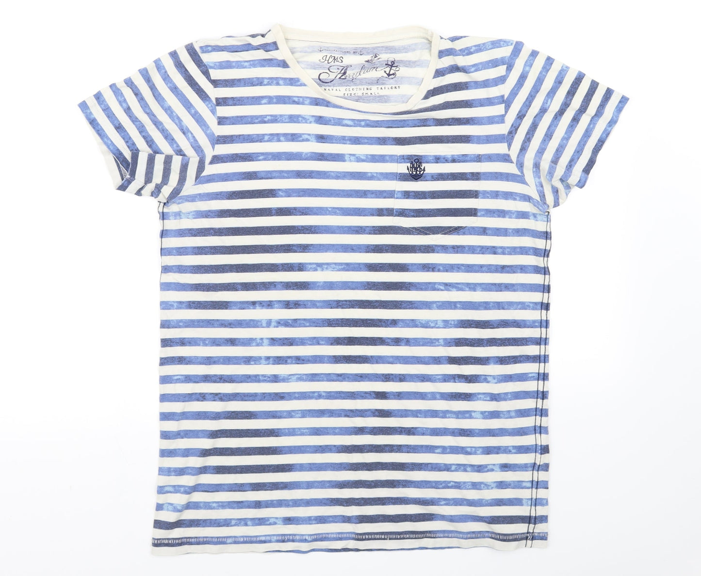 pre worn Womens Blue Striped  Basic T-Shirt Size S