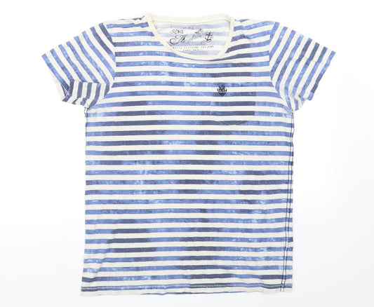 pre worn Womens Blue Striped  Basic T-Shirt Size S