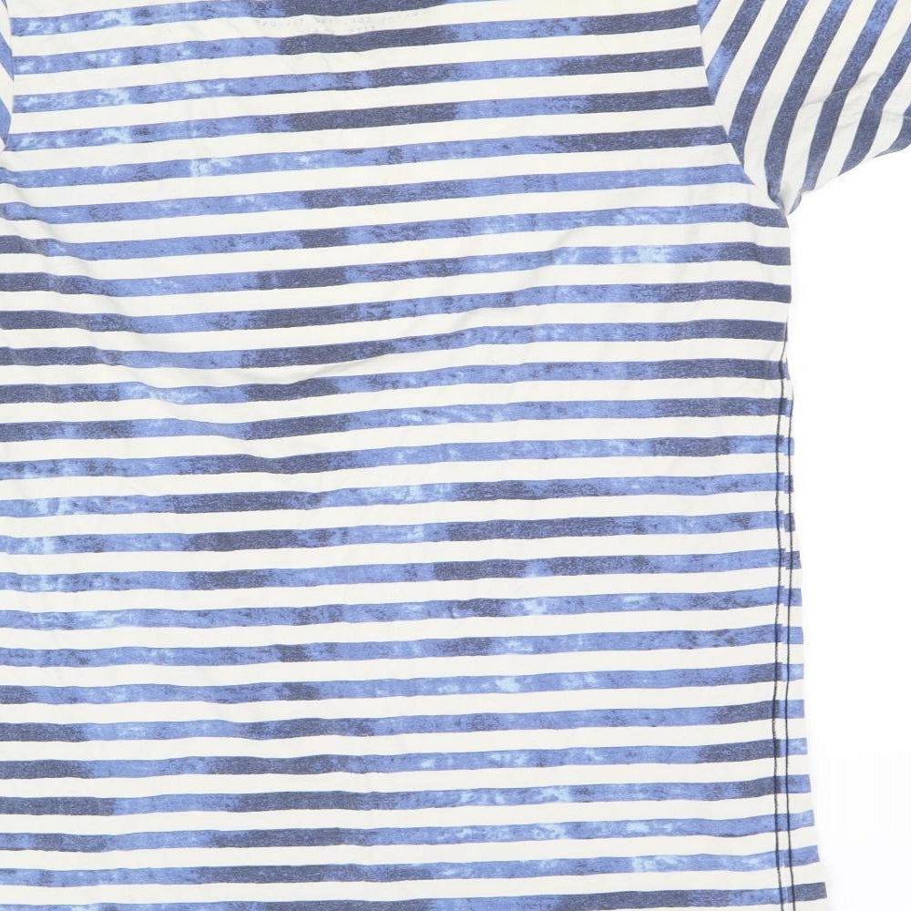 pre worn Womens Blue Striped  Basic T-Shirt Size S