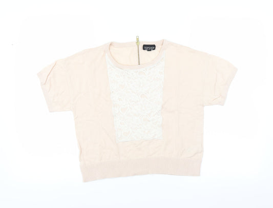 Topshop Womens Pink   Pullover Jumper Size 6  - floral lace detail