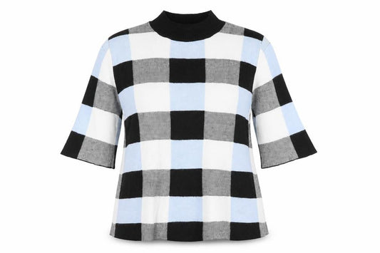 Front view of F&F women’s black check jumper, size UK 8