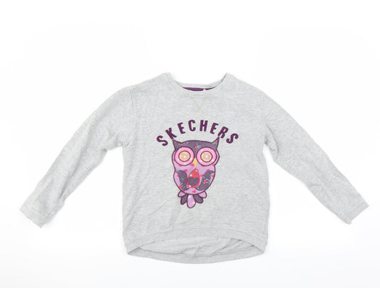 Skechers Girls Grey   Pullover Sweatshirt Size 8-9 Years  - owl