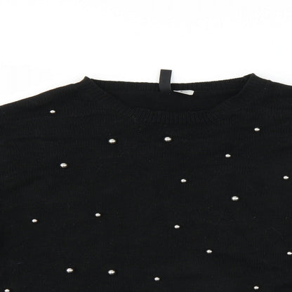 Close-up detail of Divided by H&M women’s black jumper, size M
