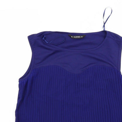 Close-up detail of Dunes women’s blue blouse, size UK 12