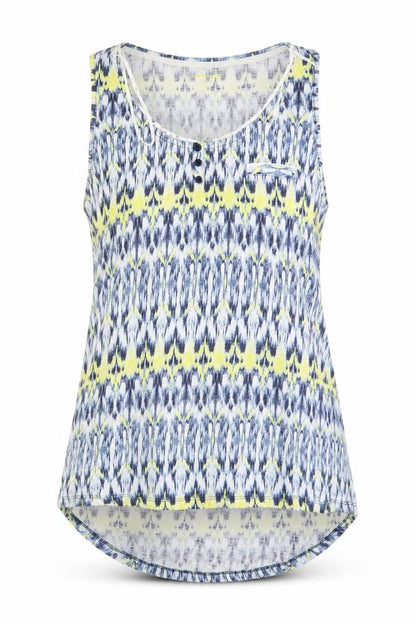 Front view of Dunes women’s blue t-shirt, size UK 12