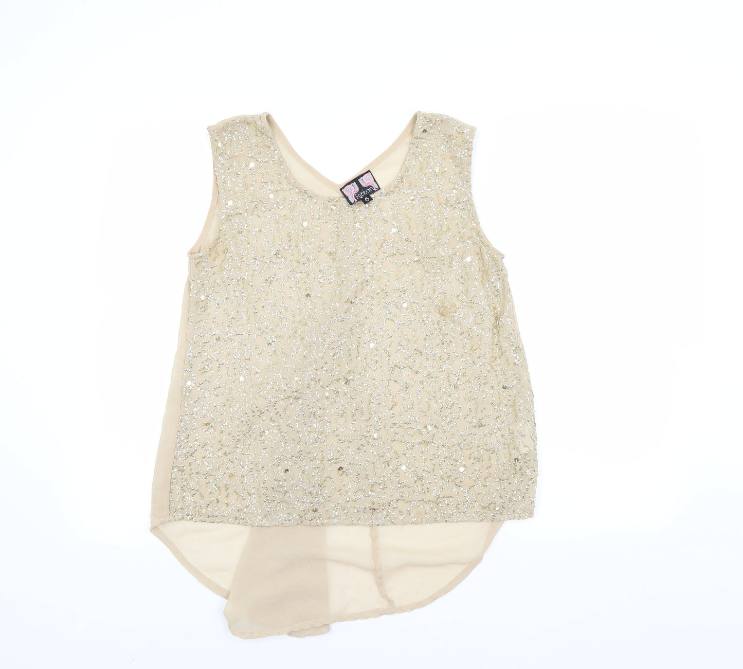 Ribbon Womens Beige   Basic Blouse Size 8