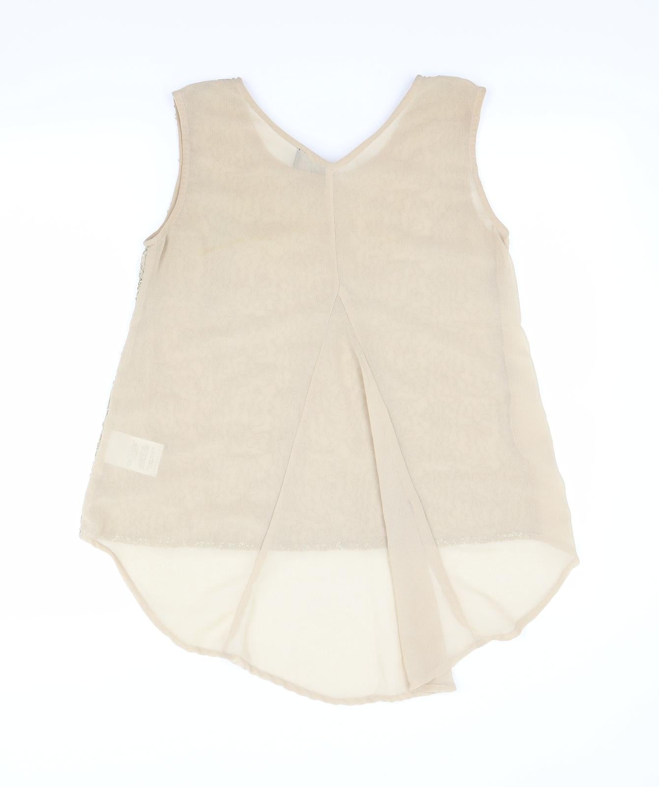 Ribbon Womens Beige   Basic Blouse Size 8