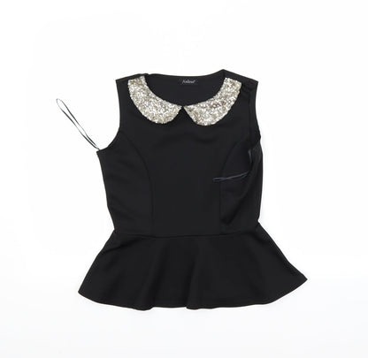 Front view of Aislinn women’s black ringer blouse, size S