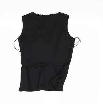 Back view of Aislinn women’s black ringer blouse, size S