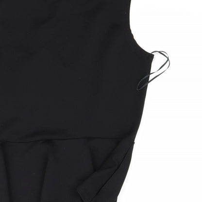 Brand and care label for Aislinn women’s black ringer blouse, size S