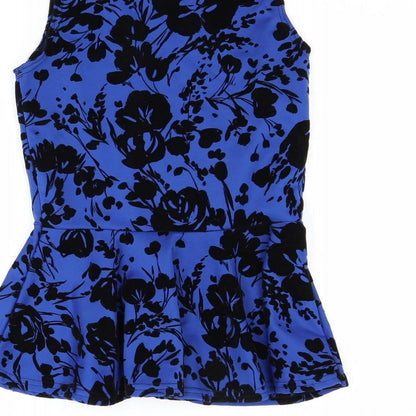 Brand and care label for Select women’s blue floral tunic blouse, size UK 10
