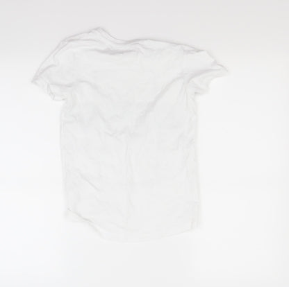 Back view of Nutmeg girls’ white basic t-shirt, size 8-9, years