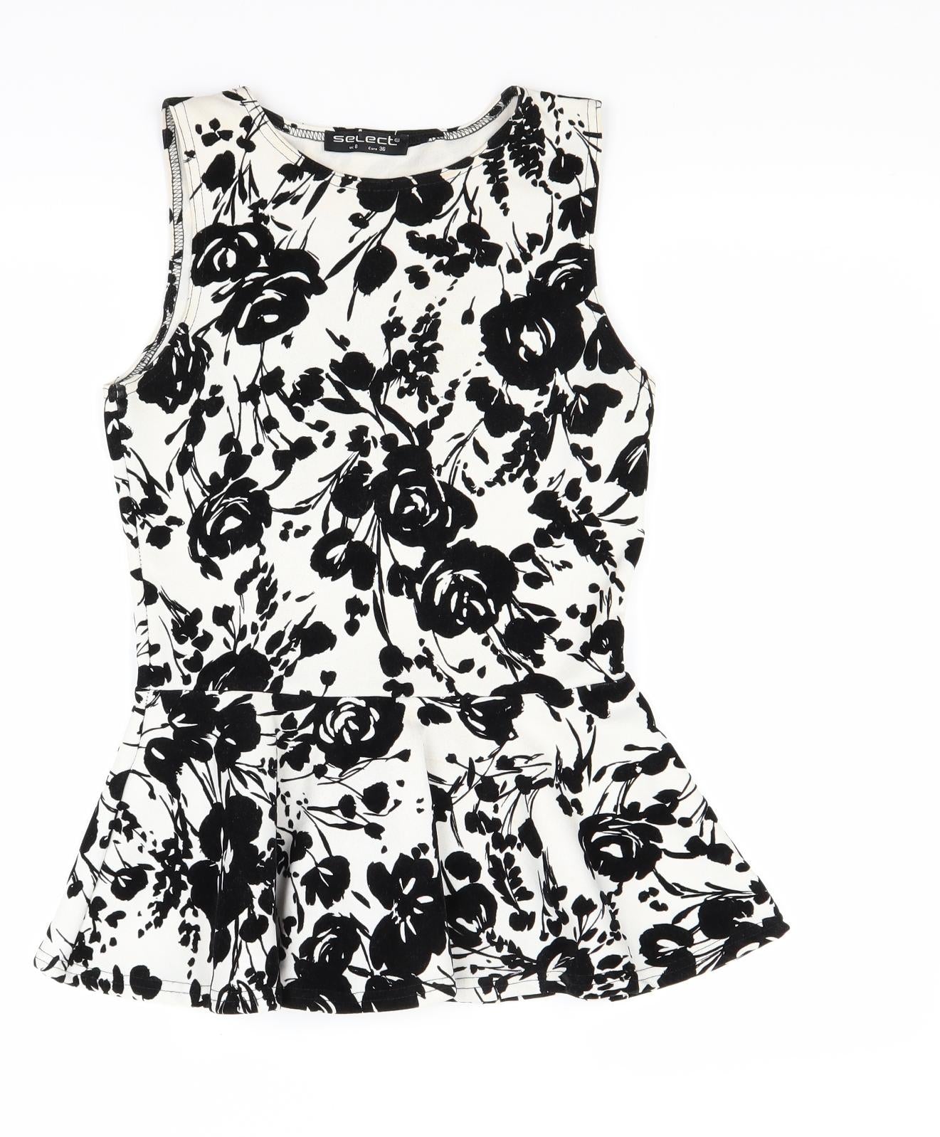 Select Womens White Floral  Tunic Tank Size 8