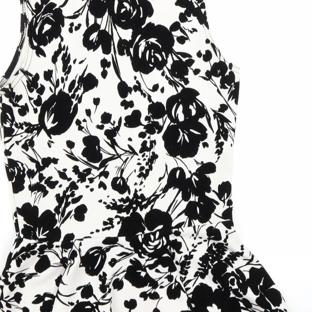 Select Womens White Floral  Tunic Tank Size 8