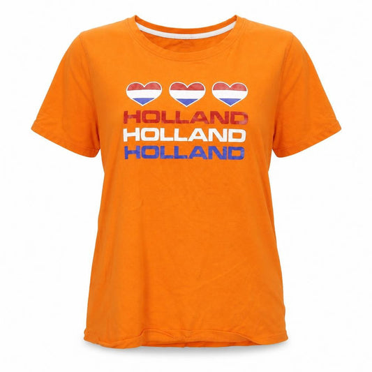 Front view of Osaga women’s orange basic t-shirt, size 2XL