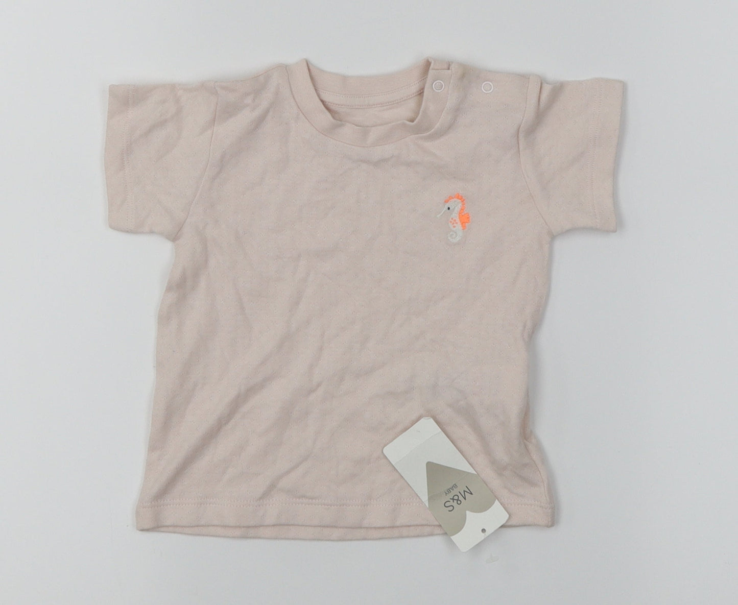 M&S Girls Pink   Basic T-Shirt Size 6-9 Months
