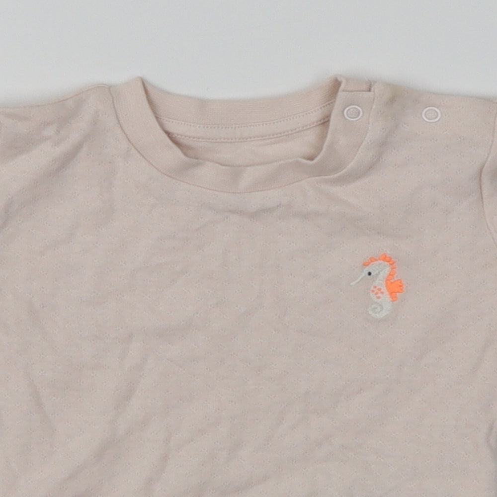 M&S Girls Pink   Basic T-Shirt Size 6-9 Months