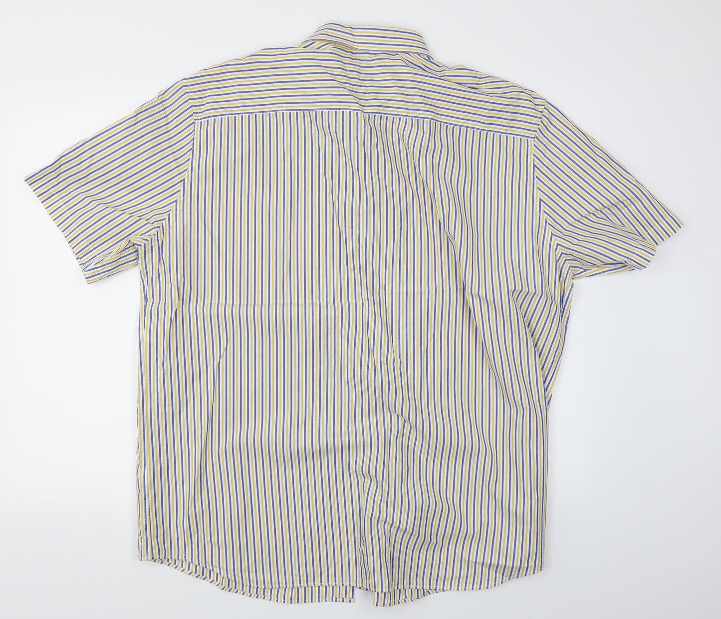 M&S Mens Yellow Striped   Button-Up Size 2XL