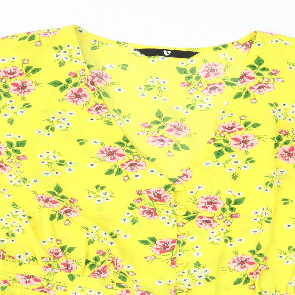 Very Womens Yellow Floral  Basic Blouse Size 12