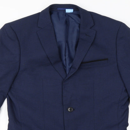 Close-up detail of Preworn men’s blue jacket blazer, size 36