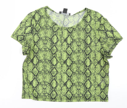 Additional front view of Primark women’s green animal print basic blouse, size M