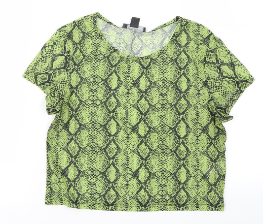 Primark Womens Green Animal Print  Basic Blouse Size M