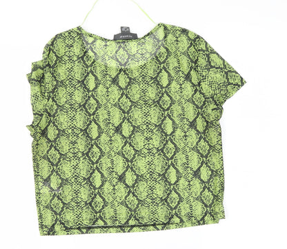 Back view of Primark women’s green animal print basic blouse, size M