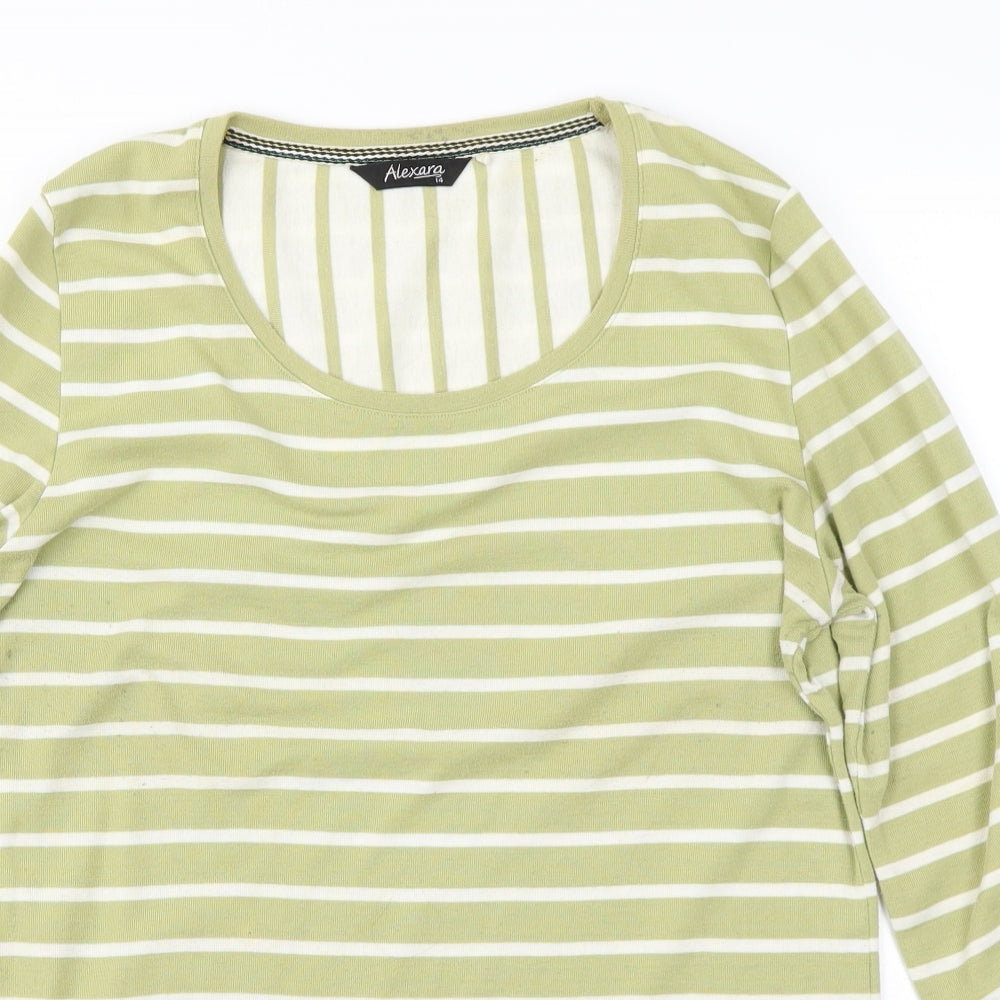 Alexara  Womens Green Striped  Basic Blouse Size 14