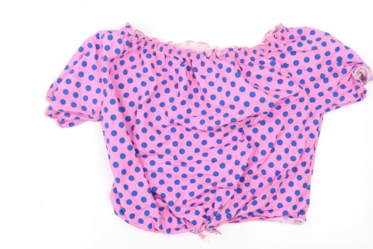 Zara Girls Pink Polka Dot  Basic Blouse Size 13-14 Years