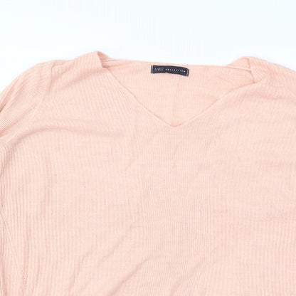 Close-up detail of Marks & Spencer women’s pink jumper, size UK 14