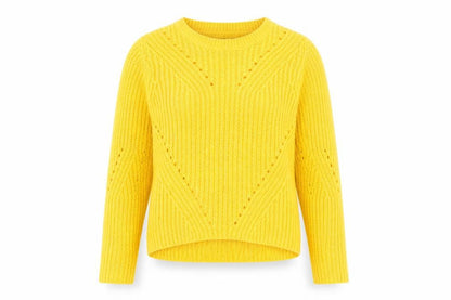 Front view of Select women’s yellow jumper, size UK 6