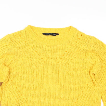 Close-up detail of Select women’s yellow jumper, size UK 6