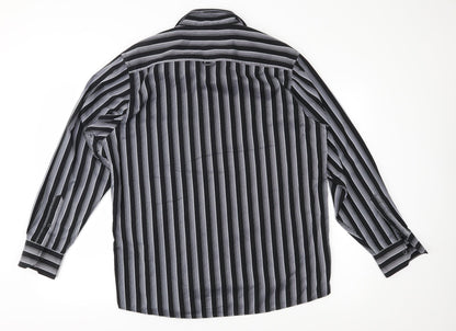Back view of George men’s black striped button-up, size L