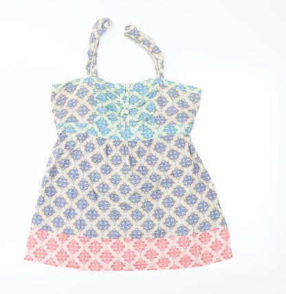 Additional front view of Next women’s blue geometric basic blouse, size UK 12