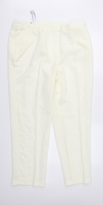Front view of Afibel women’s ivory trousers, size UK 18, 28-inch leg