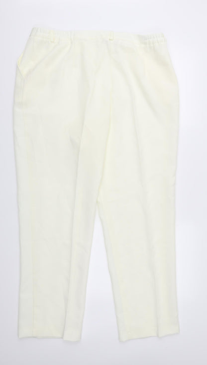 Back view of Afibel women’s ivory trousers, size UK 18, 28-inch leg