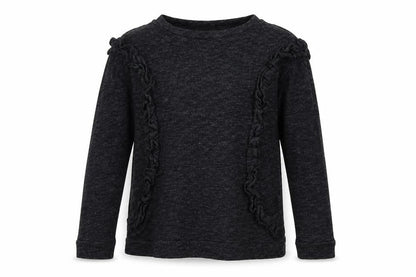 Front view of outfit kids girls’ black basic t-shirt, size 9, years