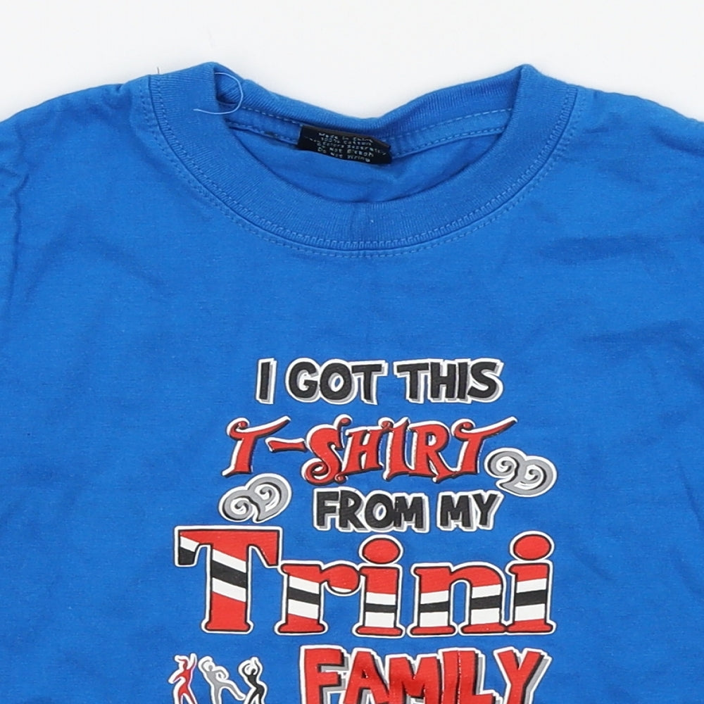 smiling Boys Blue   Basic T-Shirt Size 4 Years