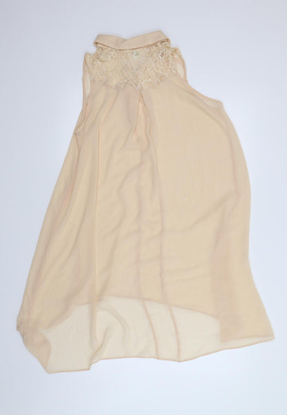 Back view of River Island women’s pink basic blouse, size UK 10