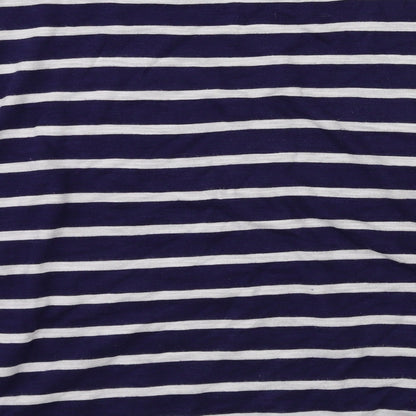 Brand and care label for Papaya women’s blue striped basic t-shirt, size UK 16