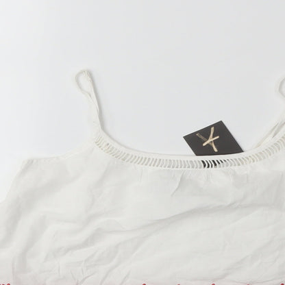 Close-up detail of Atmosphere women’s white basic blouse, size UK 6