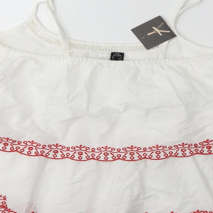 Brand and care label for Atmosphere women’s white basic blouse, size UK 6