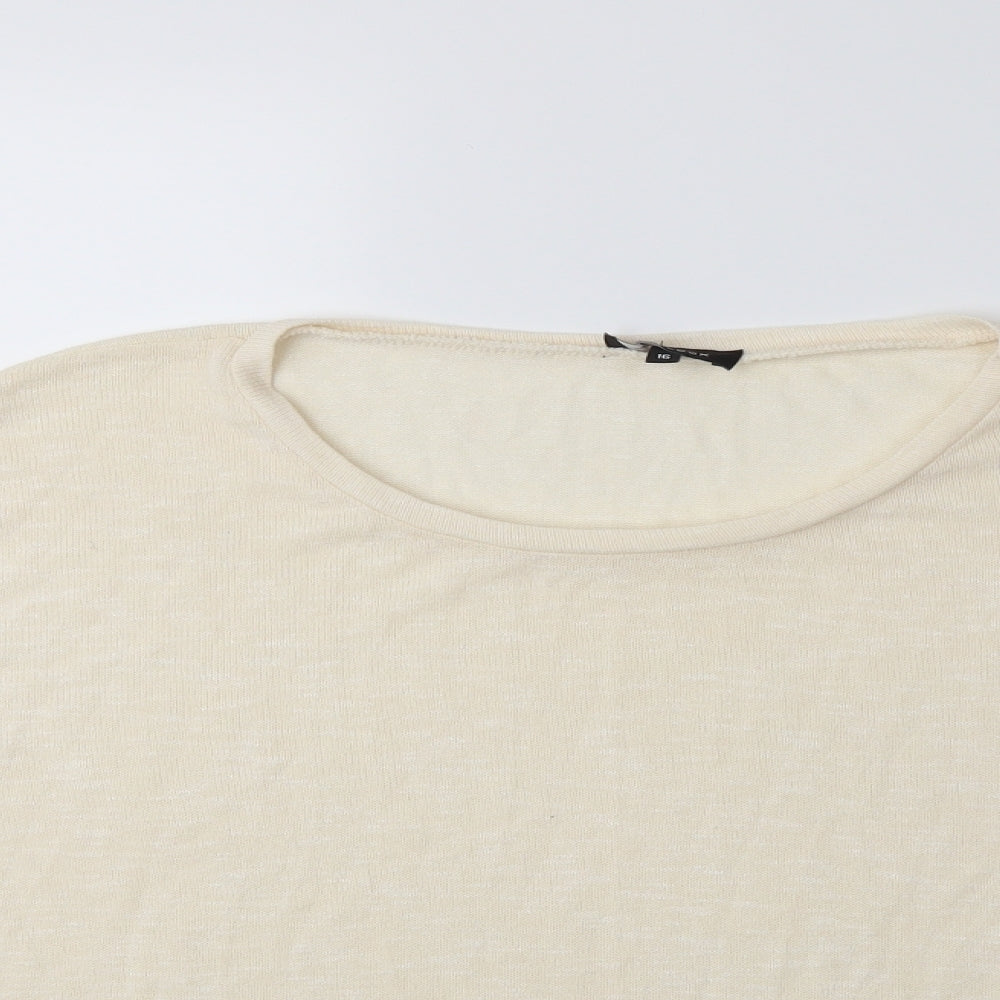 New Look Womens Beige  Knit Pullover Jumper Size 16