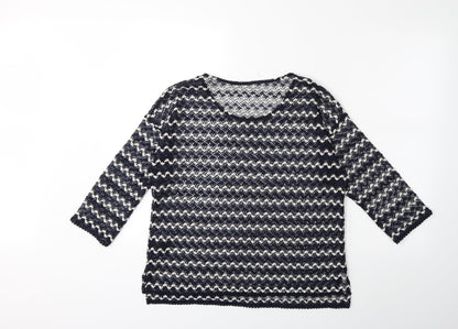 Back view of Next women’s black striped knit jumper, size UK 10