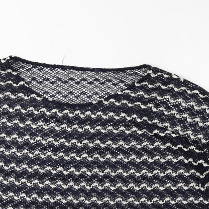 Close-up detail of Next women’s black striped knit jumper, size UK 10