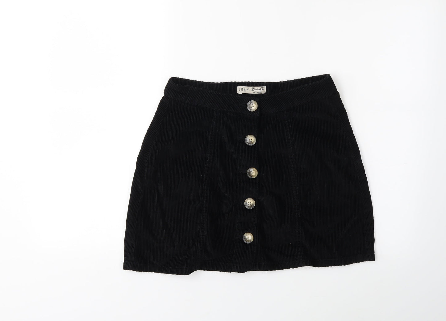 Denim & Co. Womens Black  Corduroy A-Line Skirt Size 10