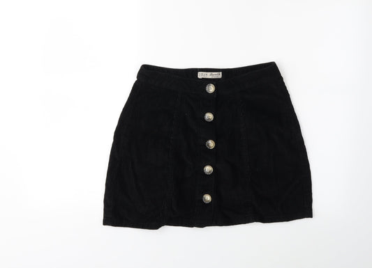 Denim & Co. Womens Black  Corduroy A-Line Skirt Size 10