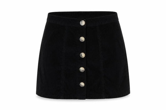 Denim & Co. Womens Black  Corduroy A-Line Skirt Size 10