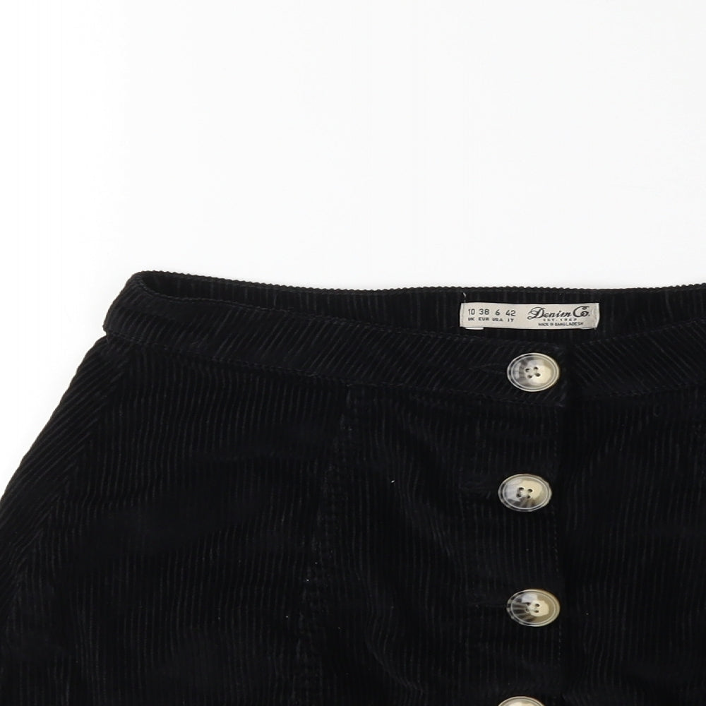Denim & Co. Womens Black  Corduroy A-Line Skirt Size 10