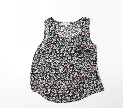 Additional front view of Cameo Rose women’s black floral basic blouse, size S